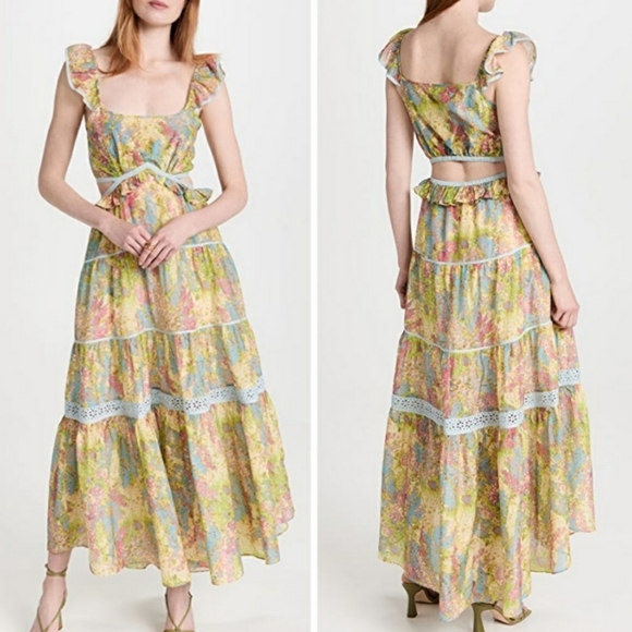 Loveshackfancy Madsen Dress Pastel Fields Maxi NEW - Picture 2 of 7